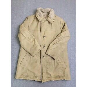 Vtg‎ Lakeland Chore Jacket Mens 42 Brown Button Pockets Sherpa Lined Thrashed